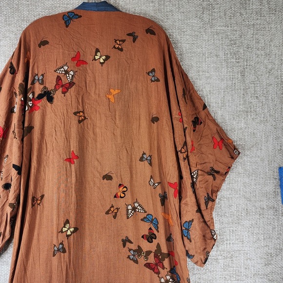 Free People Butterfly Kisses Open Front Kimono Duster Womens One Size Brown NWI - Picture 12 of 16